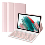 Funda Con Teclado Para Galaxy Tab S7 Plus / S8 Plus Rosa