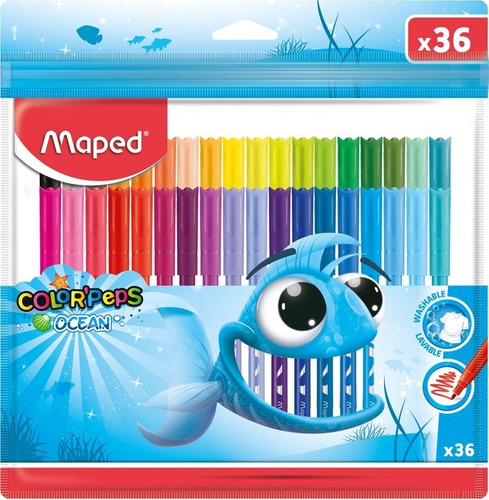 Marcadores Plumones Maped Ocean X36 Colores 