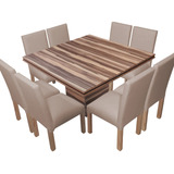 Juego Comedor Mesa Cuadrada Tr 130x130 + 8 Sillas Ecocuero