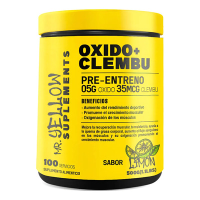 Suplemento Pre Entreno Polvo Limón Óxido Nítrico Clembuterol 500g Mr. Yellow | Meses sin interés