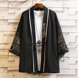 Chaqueta Yukata Con Estampado De Grullas Y Kimono Japonés, C