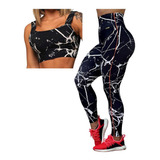 Conjunto Legging Comum Jump + Top Faixa White Vein Moving