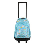 Mochila Carrito Nena Con Ruedas Grande 50x32cm Llama Celeste