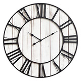 Reloj De Pared Grande De Madera De Granja De 24 Pulgadas, Ta