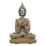 Imagen Decorativa Buda Plateado 3 Posiciones 21cm Importado