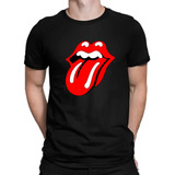 The Rollings Stone Logo Camiseta Negra Algodon Hombre  Corta