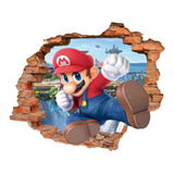 Decoración En Vinil Mario Bros Pegatina 3d Pared Tapiz 65x55