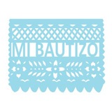 10 Tiras De Papel Picado - Bautizo Azul - 50 Metros