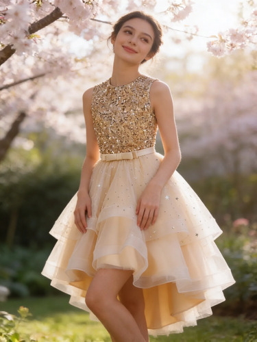 Vestido Clásico De Lentejuelas Para Niñas De Flores,vestido
