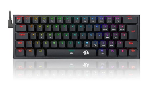 Teclado Gamer Redragon Anivia Preto Rgb Switch Marrom Abnt2