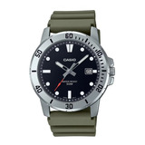 Reloj Casio Estándar Mtp-vd01-3ev Hombre Color De La Correa Verde Color Del Bisel Plateado Color Del Fondo Negro