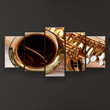 Quadro Decorativo Saxofone Notas 129x61 Sala Quarto