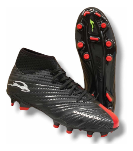 Tenis Futbol Tacos Tachones Union Negro Rojo 2040 Resistente