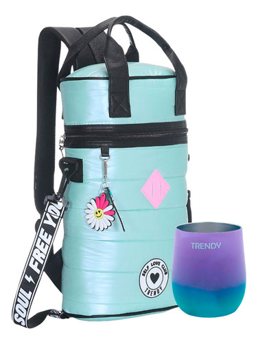 Bolso Matero Tipo Mochila 2 En 1 + Mate Con Tapa Acero Inox