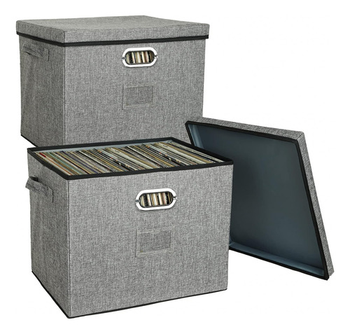 12-inch Vinyl Record Storage Boxes With Lids And Handles,...