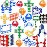 Paquete De 24 Fidget Snake Cube Mini Twist Puzzle Juguetes A