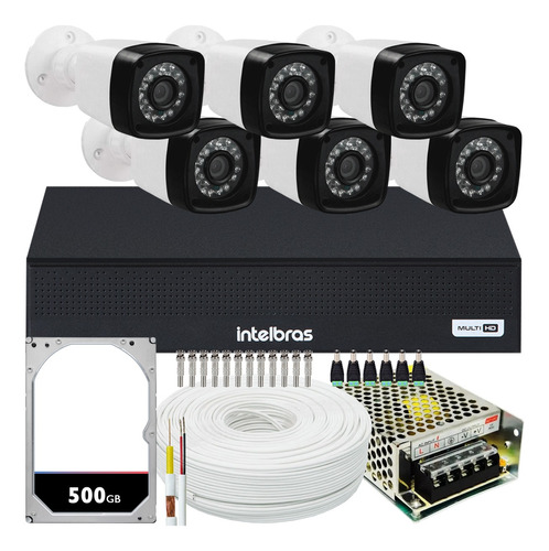 Kit Cftv 6 Cameras Full Hd 1080p 2mp Dvr Intelbras Mhdx 1008