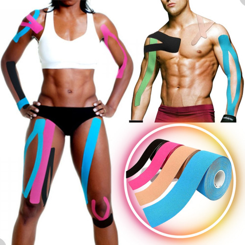 Kit 5 Fita Kinesio Bandagem Elástica Adesiva Dor Muscular   