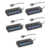 Kit 5 Hub Usb 4 Portas  Seletor Slim Chaveado 4x1  Switch 