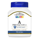 Vitamina A 3.000 Mcg 10.000 110 Softgel 21st Century Import