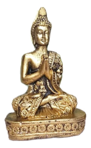 Estátua Buda Hindu Meditando Dourado Estatueta Budha