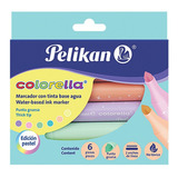 6 Plumones Plumin Colores Pastel Pelikan Colorella Dibujo