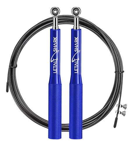 Cuerda De Salto Metálica + Tula Color Azul/negro