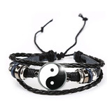 Pulseira Yin Yang Preto Branco Taoísmo Zen Unissex Ajustável