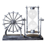 Hermoso Reloj De Arena De Escritorio Vintage Wheel Hourglass