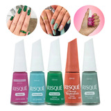 Kit 5 Esmaltes Risque Nova Coleção Voltei Hipoalergênicos 