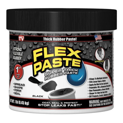 Flex Paste: Sellador De Goma Líquida Negro Para Reparaciones De Concreto Y Hogar, 454g