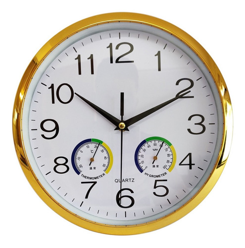 Reloj De Pared Con Termometro Analógico Redondo S-2490