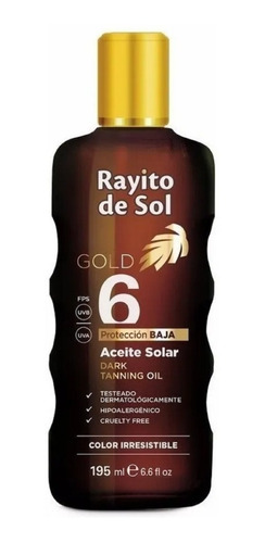 Aceite Solar Rayito De Sol Gold Bronceador Fps6 195ml 