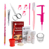 Kit Sobrancelhas Henna Makiaj Iniciante Completo Henna + Paq