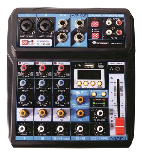 Mezcladora Pasiva Soundtrack Mx-604dsp 16 Efectos/6 Ch/usb/