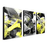 Cuadro Decorativo Económico Abstracto Black  Gray Yellow