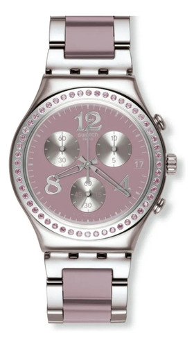 Reloj Swatch Ycs562g Secret Thought Beige-mauve Dama Acero