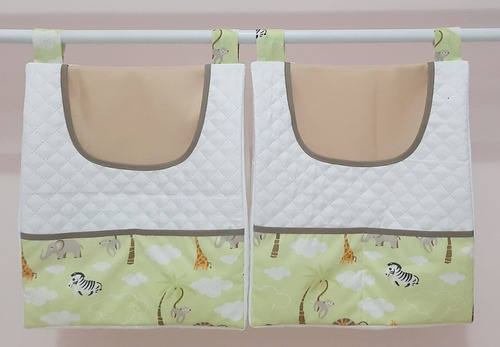 Kit C/ 2 Pç Porta Fraldas Estampados Para Varão Linha Baby! Cor Safari Verde Liso