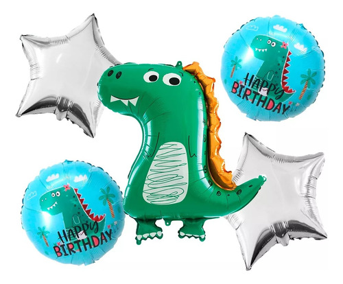 Decoracion Globos Fiesta Dinosaurio Feliz Cumpleaños