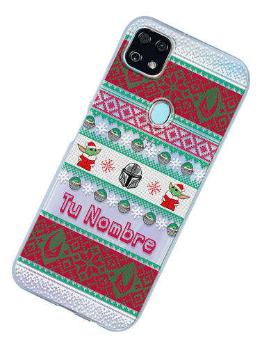 Funda Para Zte Baby Yoda Ugly Sweater Navidad Con Tu Nombre