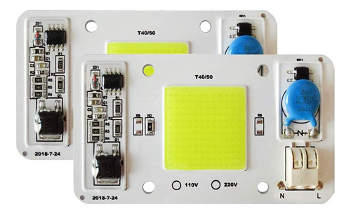 2 Unids Led Cob Chip 50 W 110 V Motor De Luz Blanca Integrad