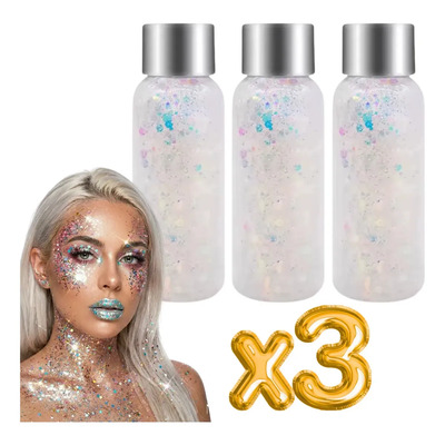 Gel Glitter Marca Universo en Linea Body Glitter Hipoalergénico Blanco 09 | MercadoLibre
