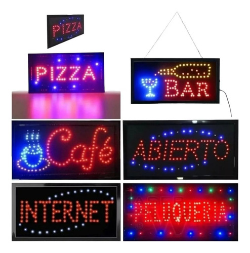 Letreros Led Luminoso Comerciales 48x25 Cm Diferentes Textos