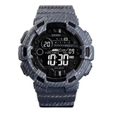 Reloj Hombre Skmei 1472 Sumergible Digital Alarma Cronometro Color De La Malla Gris