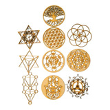 Set De 10 Geometría Sagrada Mandalas Árbol De La Vida 15 Cm 