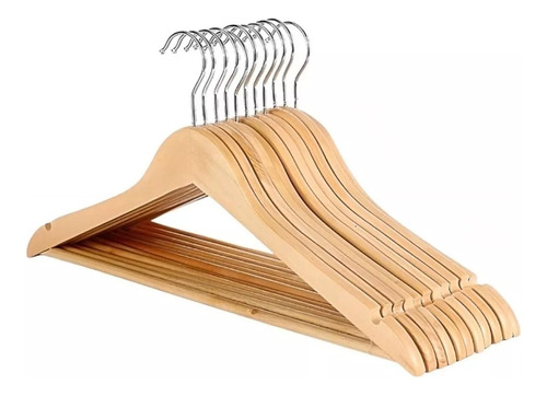 Pack 30 Colgadores Para Poleras Adultos De Madera 44cm