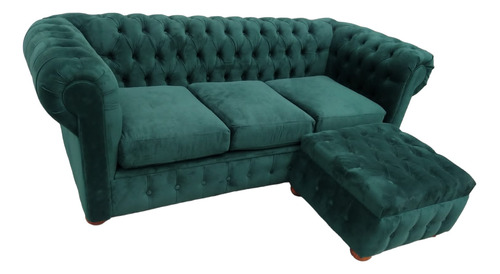 Sillón Sofá Chesterfield Tipo Esquinero 3c + Puff 60 X 60