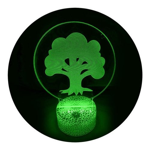 Lámpara 3d Verde Magic I Base Agrietada + Pilas