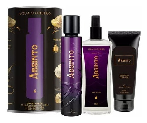 Kit Absinto Feminino Deo Colônia+ Body Splash+ Body Lotion E Embalagem Especial 