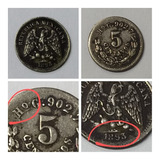 5 Cent. Plata Moneda De Colección, 1893( Ho)hermosillo. G.